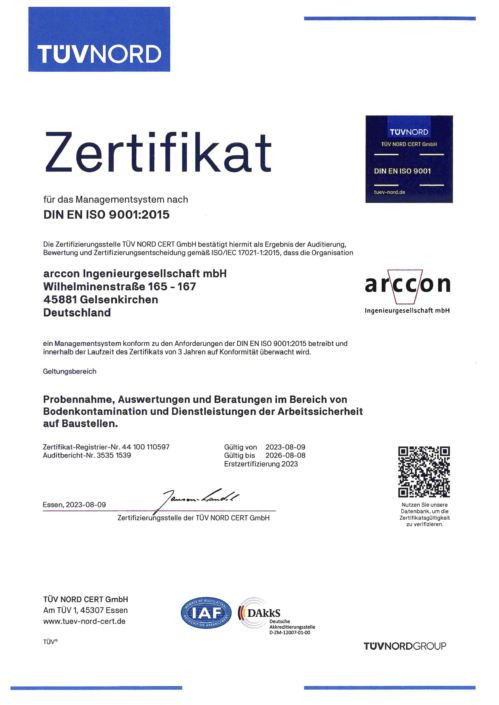 ISO-Zertifizierungen, Tüv Managementsystem arccon